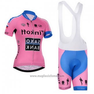 2015 Abbigliamento Ciclismo Donne Saxo Bank Fuxia Manica Corta e Salopette